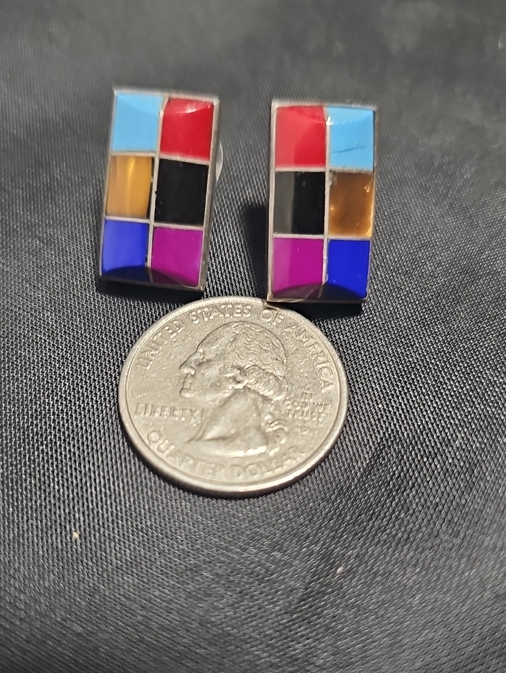 Multicolor Geometric Inlay Stud Earrings - Women Jewelry-925